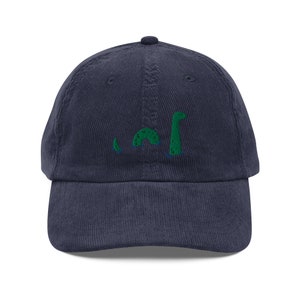 Loch Ness monster cap, vintage corduroy cap, embroidery, dad hat, unisex, adjustable - multiple colours