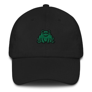 Frog Hat, Dad Hat, Embroidered Baseball Cap, Anime, vintage style Baseball Cap, kawaii/Chibi gift option (unisex)