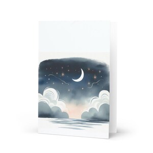 Carte de voeux ciel nocturne, impression dessin animé mignon, joyeux anniversaire/anniversaire/nouvel an/Noël/célébration