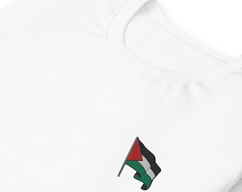 T-shirt geborduurde Palestijnse vlag – pro-Palestina, uniseks T-shirt voor alledaagse expressie, uniseks T-shirt