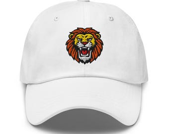 Lion Dad Cap - Bold gestickter Unisex-Hut, verstellbare Passform, mehrere Farben