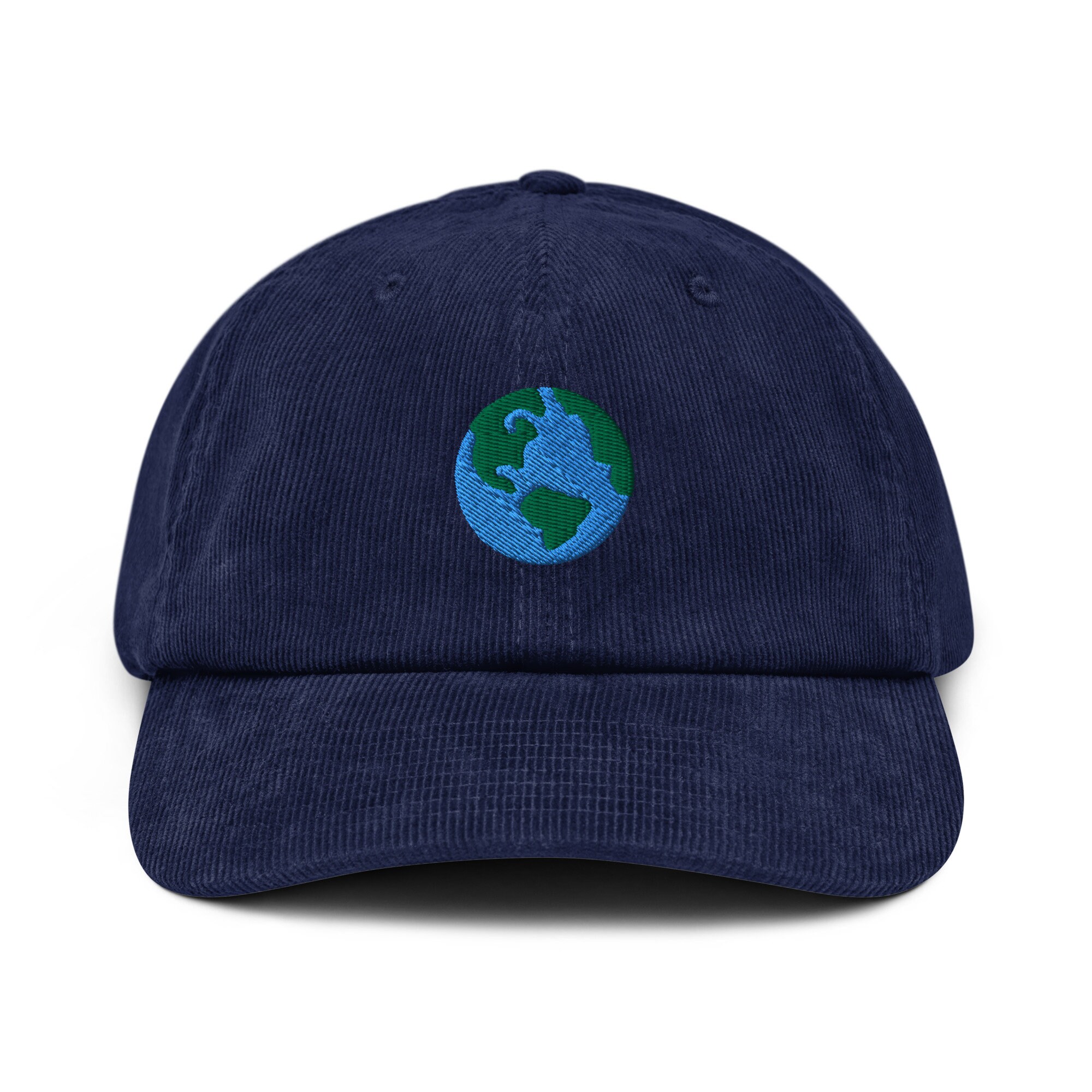 Globe Corduroy Hat, Earth/ Planet Embroidered Baseball Cap, Vintage ...