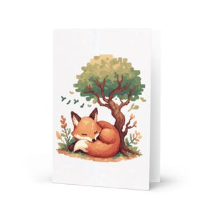 Carte de voeux renard, impression dessin animé mignon, chibi, kawaii, joyeux anniversaire/anniversaire/nouvel an/Noël/célébration
