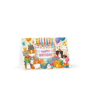 Cartão de aniversário infantil, estampa fofa de desenho animado, feliz aniversário!