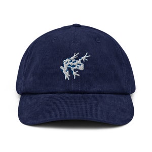 Frog hat, corduroy hat, embroidery, dad hat, handmade, Adjustable Baseball Cap, Cute, Gift, Unisex, Multiple Colors