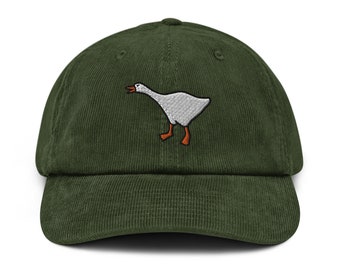 Goose Hat, corduroy hat, embroidery, dad hat, handmade, Adjustable Baseball Cap, Cute, Gift, Unisex, Multiple Colors