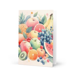 Fruitwenskaart, leuke cartoonprint, gefeliciteerd met je verjaardag/jubileum/nieuwjaar/kerst/viering!