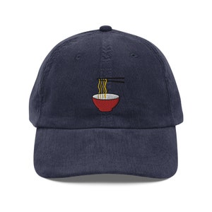 Ramen hat, embroidery, vintage corduroy cap, dad hat, handmade - multiple colours