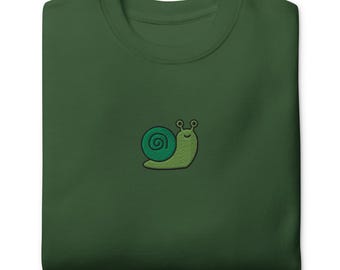 Snail Unisex Premium Sweatshirt, Forestcore, Cute Kawaii Sweater, Snail Lover Gift, Snail Print Pullover, Perfect for Nature Fans