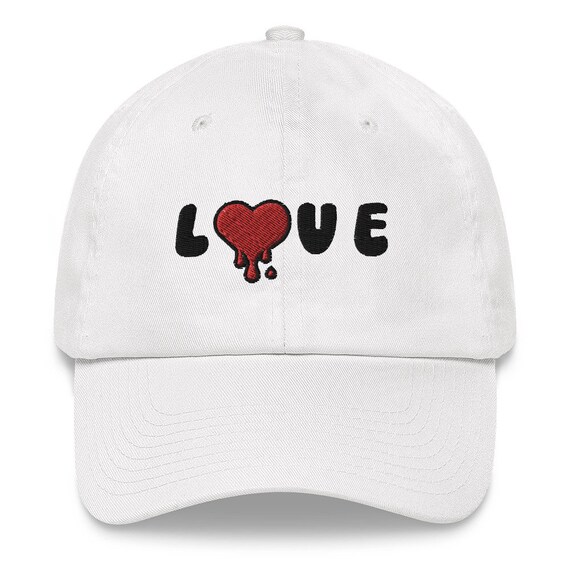 Bleeding Heart Love Dad Hat, Cotton Baseball Cap, Valentines, Gift 