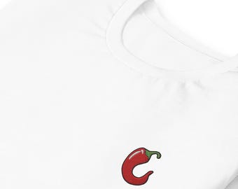 Unisex Chilli T-Shirt – Spicy Embroidered Tee in Multiple Colours