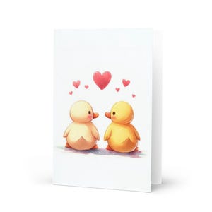 Cartão de dia dos namorados/aniversário, patos fofos