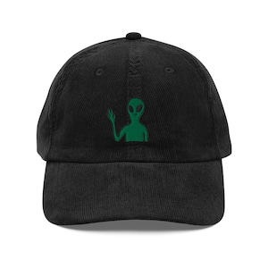 Alien cap, vintage corduroy cap, embroidery, dad hat, unisex, adjustable - multiple colours
