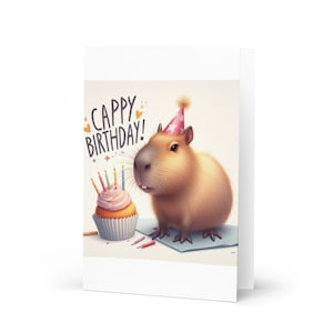 Carte d'anniversaire Capybara, impression dessin animé mignon, Chibi, Kawaii, joyeux anniversaire !