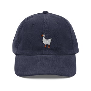 Goose Hat, vintage corduroy hat, embroidery, dad hat, handmade, Adjustable Baseball Cap, Cute, Gift, Unisex - Multiple Colors