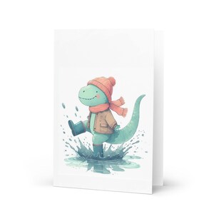 Dinosauruswenskaart, leuke cartoonprint, gefeliciteerd met je verjaardag/jubileum/nieuwjaar/kerst/viering!