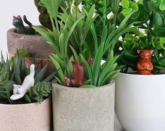 Mini Plant Pot Markers Yoga Cats Novelty Garden Decor Ornament