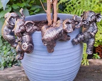 Elephant Pot Hanger BRONZED Gift Outdoor Indoor Ornament Birthday PHEB