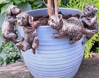 Dog Pot Hanger Bronzed Gift Outdoor Indoor Ornament Birthday PHDB