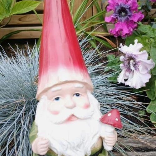 Garden Gnome 23cm Toadstool Gardening 24cm Indoor or Outdoor Gift Present W3M