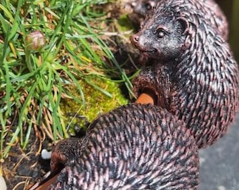 Hedgehog Pot Hangers BRONZED  outdoor ornament Children Birthday - UK SELLER