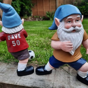 PERSONALISED Football Gnome Name and Number Birthday Christmas