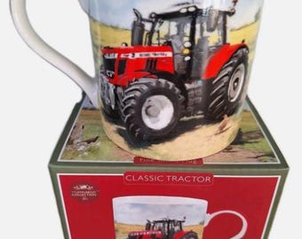 Massey Furguson Tractor Farm Farming Fine China Mug with Box Red