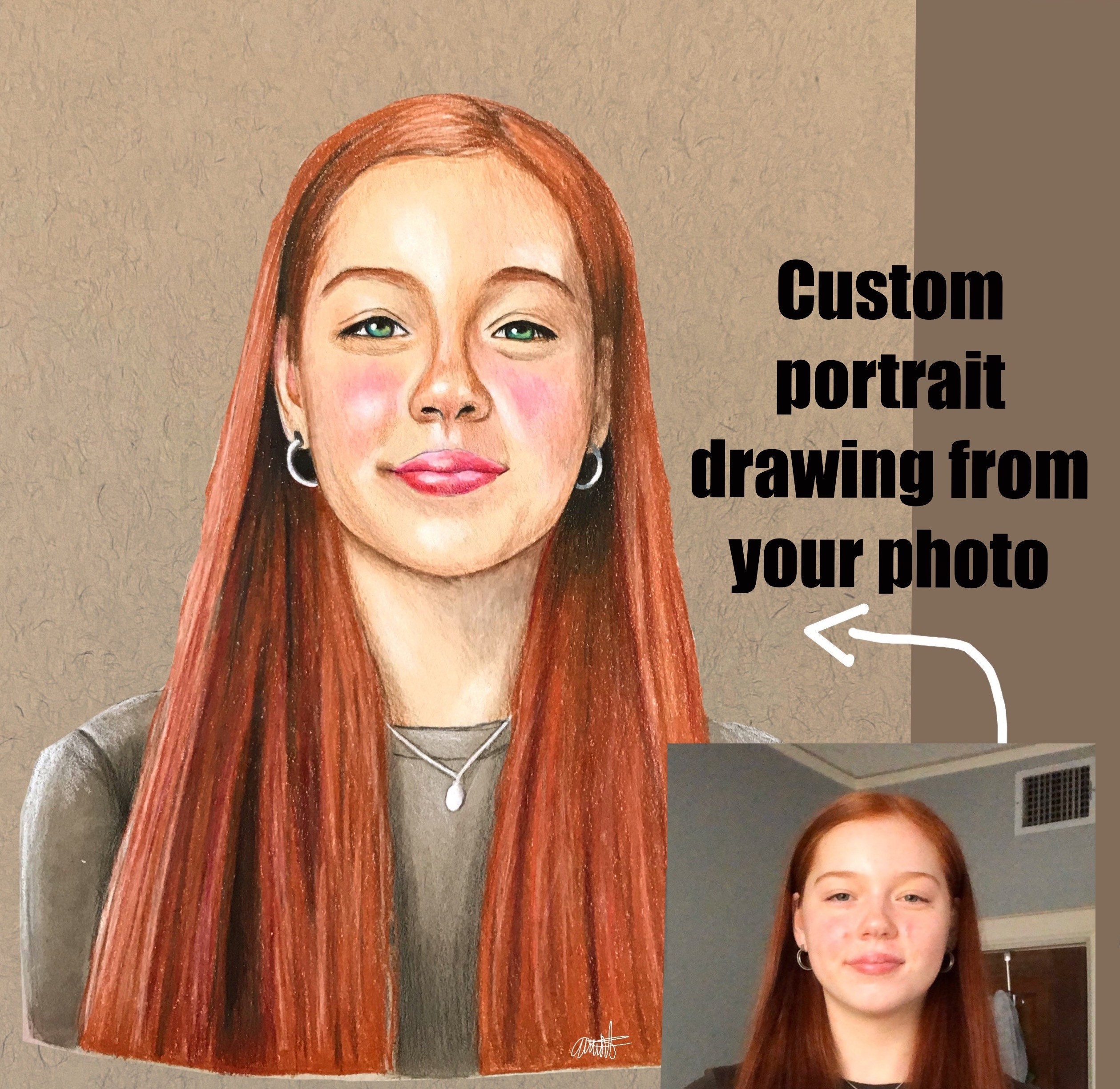 Custom Draw Colored Pencil Portrait