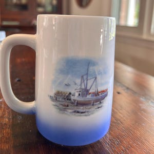 Otagiri Mug with fishing ships, Vintage