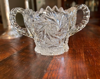 Vintage Imperial Glass Company Sugar Bowl with Whirling Star Pattern