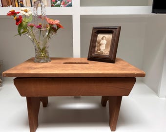 Antique Style Wooden Milking Stool Vintage Farmhouse Step Stool Rustic Decor