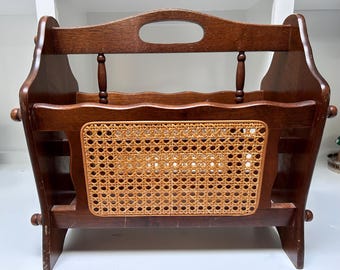 ヴィンテージ ジェイ・インポート社 籐と木製マガジンラック - Etsy 日本