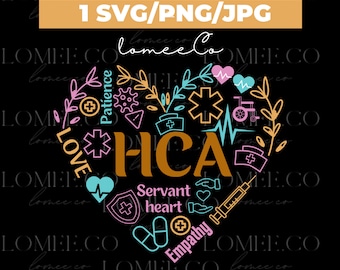 Nurse heart png, hca svg/png, Heart svg, health care aide heart svg, rn heart svg, medical symbols - SVG,PNG,JPG, Instant Download, Cricut