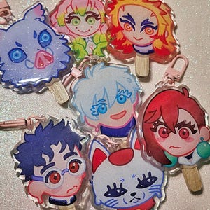 Anime Popsicles | JJK, KNY, DDD | 2.5&quot; Glittery Charms
