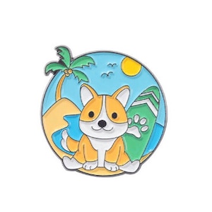 Dog Chilling at the Beach Enamel/Lapel Badge Pin