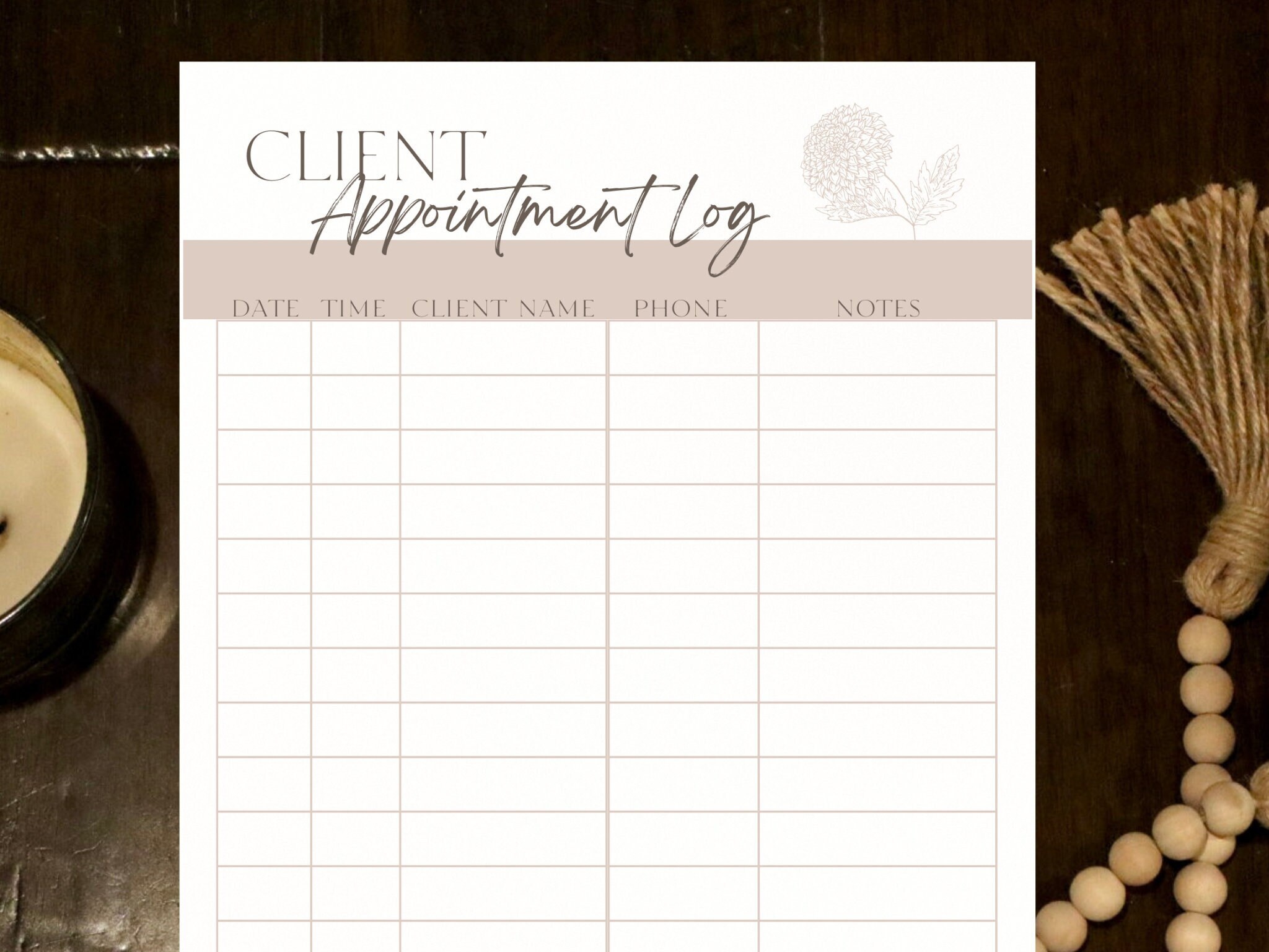 Client Appointment Log, Client Info Schedule Tracker, Planner for