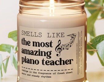 Cadeau kaars pianoleraar Cadeau pianist Beste pianoleraar Cadeau pianoleraar Toetsenbord Pianospeler Cadeau overweging Sojawas kaars