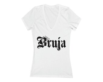 Bruja Spider Webs Short Sleeve Deep V-Neck Tee