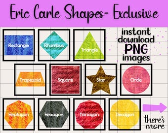 Eric Carle Shapes Clip Art Set Transparent PNG Digital Download for Teachers Classroom Decor Party Printables Learning Story Eric Carle