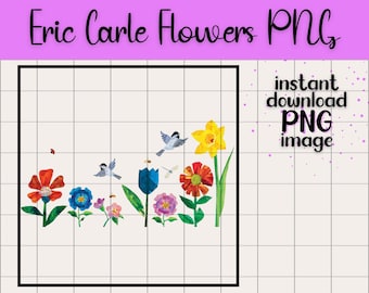 Eric Carle Spring Flowers PNG Transparent Image Digital Download for Teachers Classroom Nursery Decor Printable Homeschool Children's Story