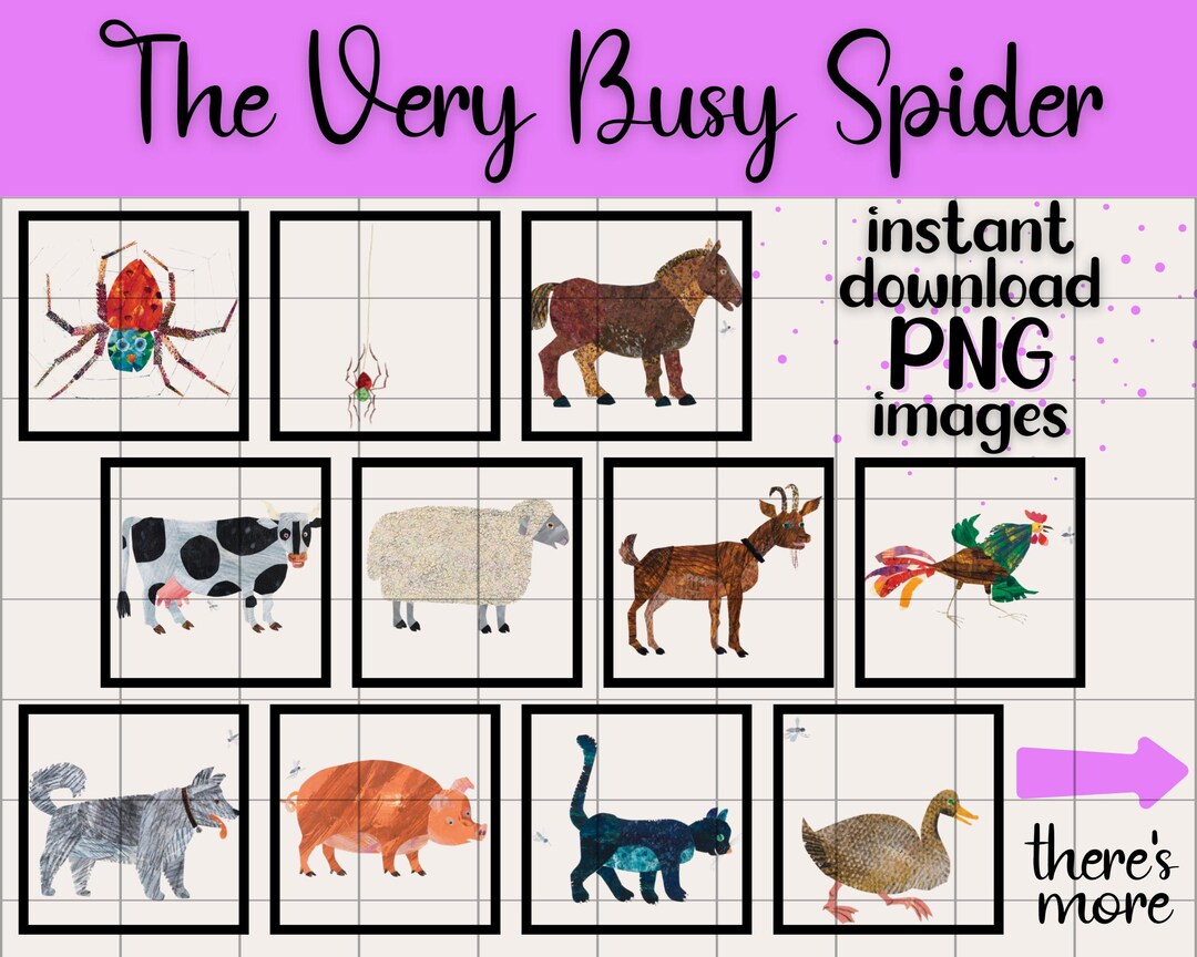 Eric Carle the Very Busy Spider Clip Art Set PNG Transparent Image ...