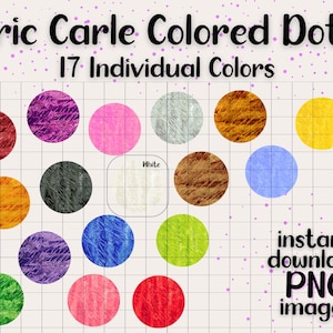 Eric Carle Colored Dots Clip Art Set PNG Transparent Image Digital Download Teachers Classroom Decor Printable Children's Story Art Colorful