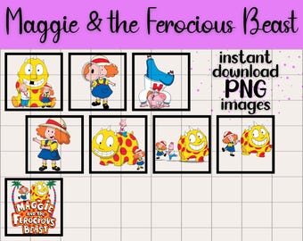 Maggie and the Ferocious Beast Clip Art Set Transparent PNG Digital Download Teachers Classroom Nursery Decor Printable Children's Show