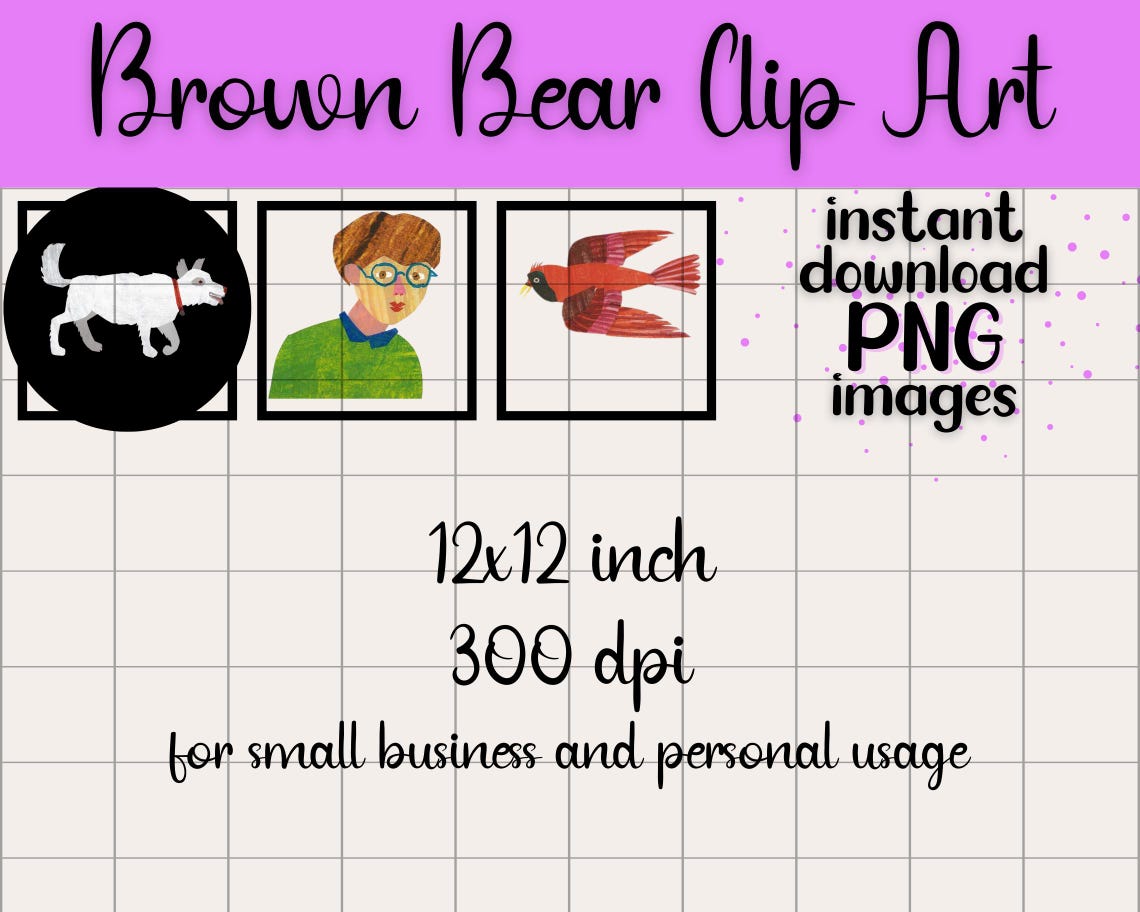 Brown Bear What Do You See? Clip Art Set | Transparent PNG Digital ...