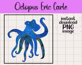 Eric Carle Octopus Clipart, Preschool Theme (PNG Digital Download)