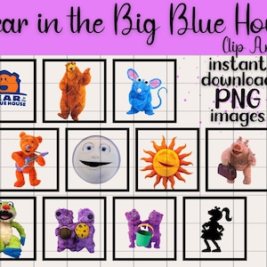 L'orso nella grande casa blu Puppet Clip Art PNG trasparente Set / Orso Luna Lontre Ray Sole Personaggi