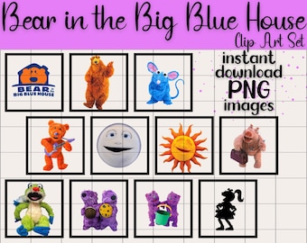 L'orso nella grande casa blu Puppet Clip Art PNG trasparente Set / Orso Luna Lontre Ray Sole Personaggi