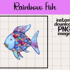 Conjunto de Clip Art de Peixe Arco-Íris | Download Digital Transparente PNG Livro Infantil para Crianças Biblioteca de Sala de Aula Peixe Arco-Íris PNG Aprendizagem Imprimível