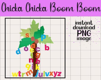 Chicka Chicka Boom Boom Alphabet Tree PNG Transparent Image Digital Download Teachers Classroom Nursery Decor Printable Children's Story