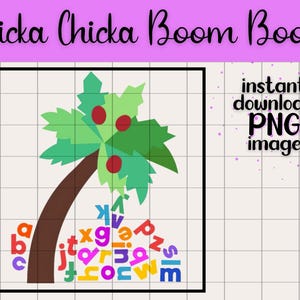 Chicka Chica Boom Boom | Téléchargement numérique PNG transparent arbre alphabet tropical ABC arbre noix de coco lettres retour à l'école Clip Art